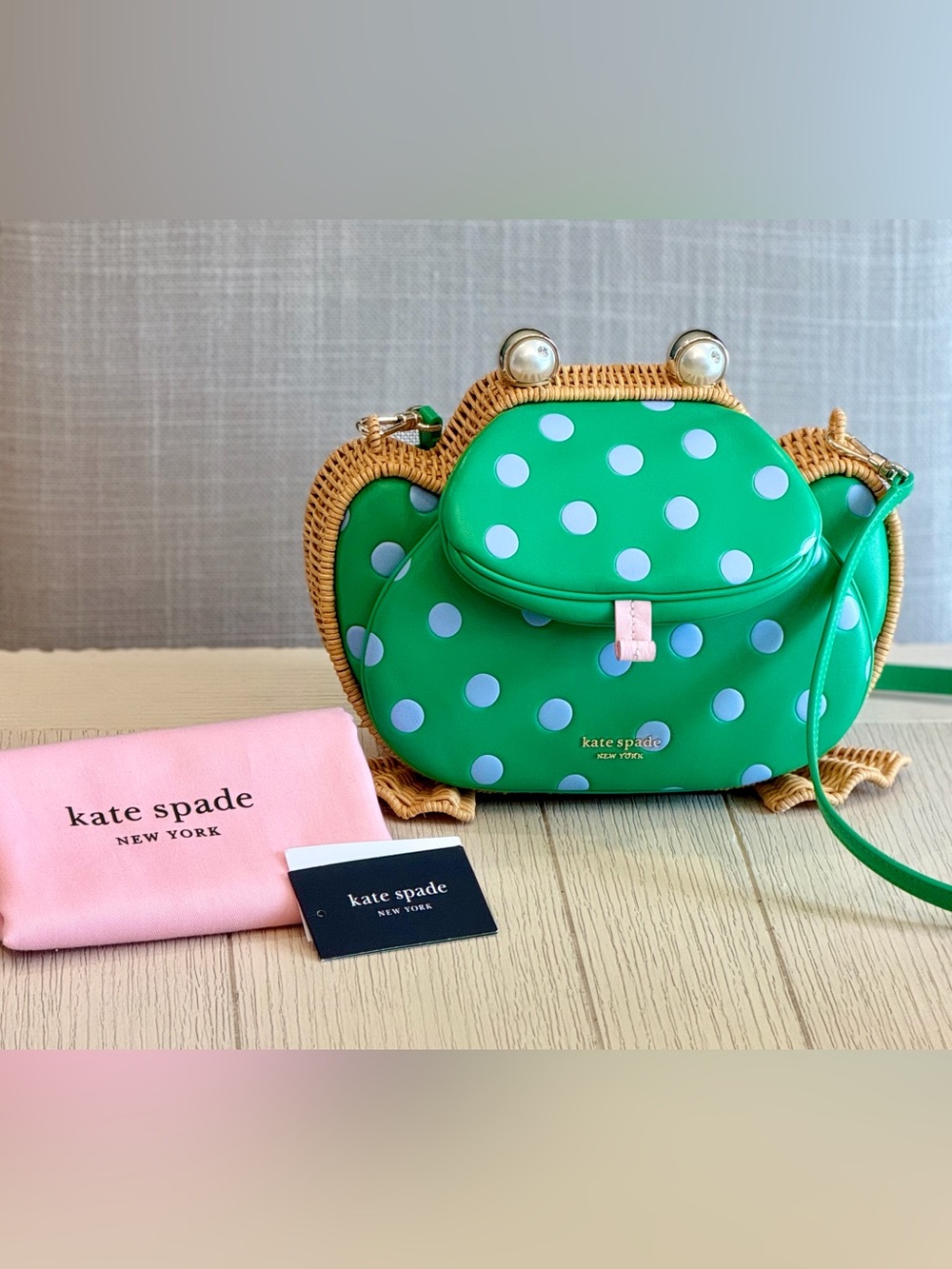 kate spade Green Polka Dot Frog 🐸 Crossbody